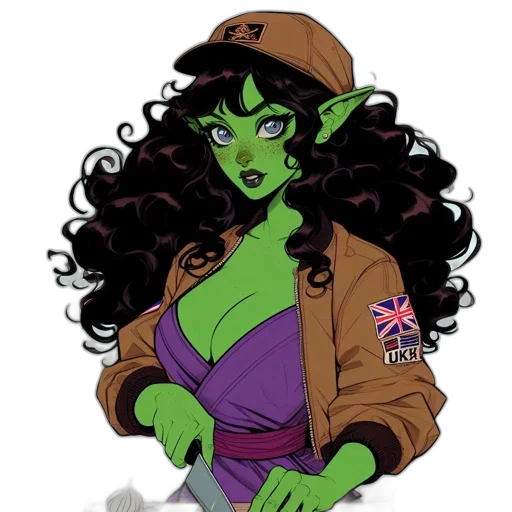 jacket, staff, concept art, comic book art, cartoon, fantasy art, green, animated transparent PNG cut-out