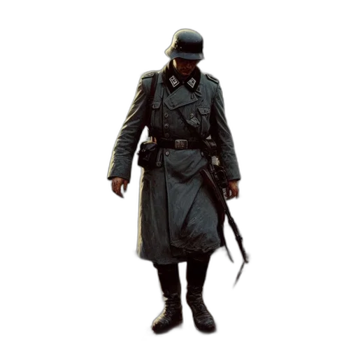 staff, jacket, weapon, hat, concept art, 3d render, pixel art, photorealistic transparent PNG cut-out