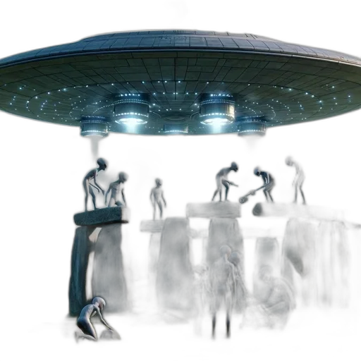 concept art, 3d render, outer space, underwater, fog, night, ufo, hovers transparent PNG cut-out