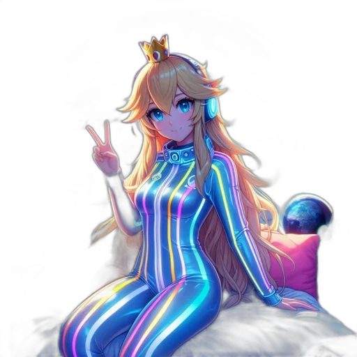 dress, robot, creature, crown, vaporwave, anime, pixel art, concept art transparent PNG cut-out
