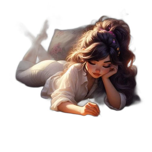 photorealistic, concept art, pixel art, oil painting, young, woman, brown, hair transparent PNG cut-out
