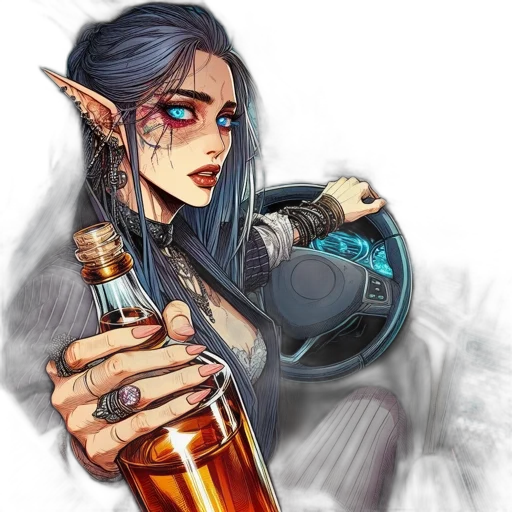 bottle, dragon, fantasy art, concept art, pixel art, watercolor, elfin, woman transparent PNG cut-out
