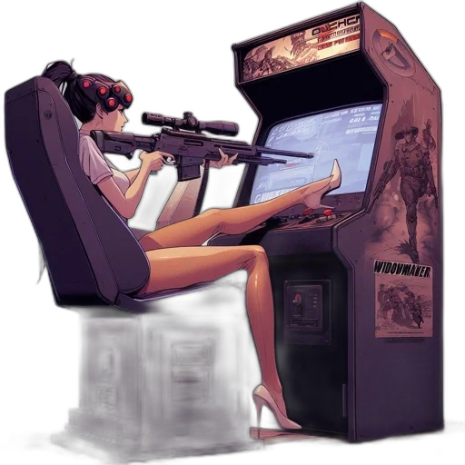 weapon, furniture, robot, cyberpunk, concept art, pixel art, photorealistic, illustrated transparent PNG cut-out