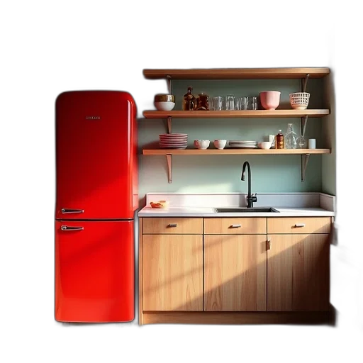 furniture, food, 3d render, photorealistic, concept art, red, colorful, modern transparent PNG cut-out