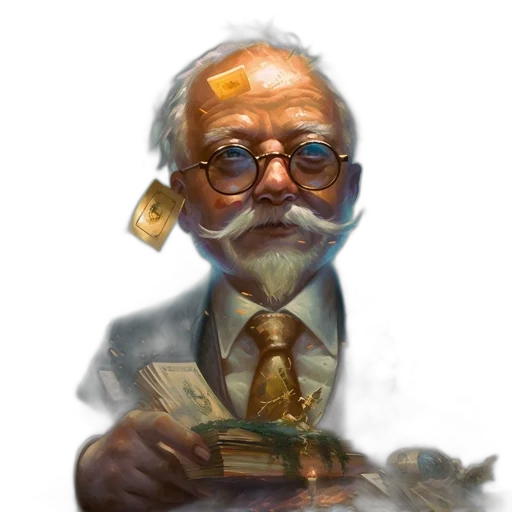 staff, face, concept art, fantasy art, photorealistic, comic book art, elderly, man transparent PNG cut-out