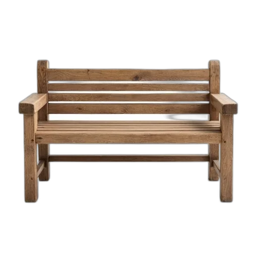 furniture, rustic, wooden, bench, slatted, backrest, seat, supported transparent PNG cut-out