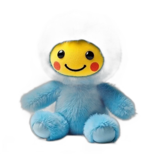 robot, creature, staff, mask, 3d render, concept art, blue, plush transparent PNG cut-out
