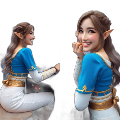 staff, concept art, fantasy art, 3d render, photorealistic, woman, dressed, zelda transparent PNG cut-out