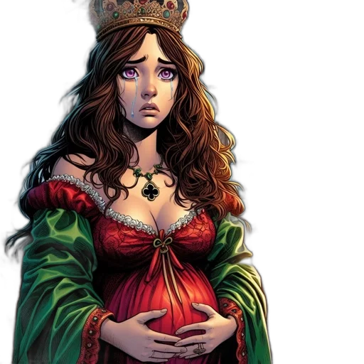 crown, dress, fantasy art, comic book art, concept art, pixel art, dimly, lit transparent PNG cut-out