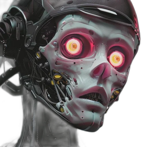 robot, mask, cyberpunk, concept art, 3d render, comic book art, robotic, head transparent PNG cut-out