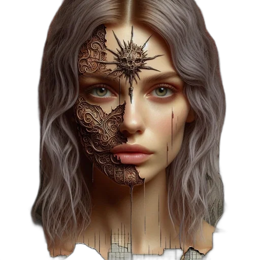 mask, face, crown, creature, fantasy art, concept art, cyberpunk, photorealistic transparent PNG cut-out