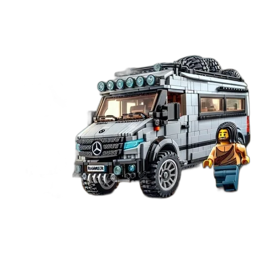 car, concept art, 3d render, lego, romans, rambler, mercedes-benz, sprinter-based transparent PNG cut-out