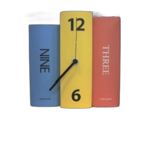 3d render, pastel, neon, colorful, bookshelf, unique, clock, made transparent PNG cut-out