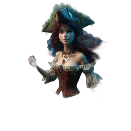 hat, dress, staff, crown, fantasy art, concept art, 3d render, pixel art transparent PNG cut-out