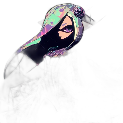mask, hat, creature, weapon, concept art, cyberpunk, fantasy art, watercolor transparent PNG cut-out