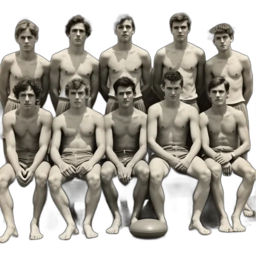 staff, black, white, photograph, group, young, men, posing transparent PNG cut-out