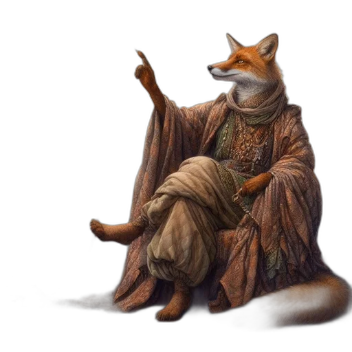 animal, creature, staff, jacket, concept art, fantasy art, photorealistic, watercolor transparent PNG cut-out