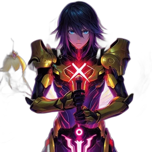 sword, robot, weapon, concept art, anime, cyberpunk, fantasy art, neon lights transparent PNG cut-out
