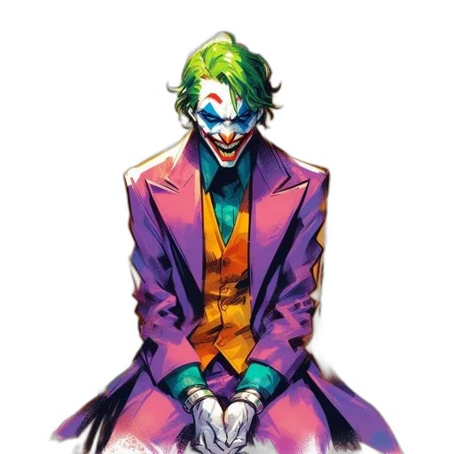mask, face, comic book art, concept art, pixel art, watercolor, joker, vibrant transparent PNG cut-out
