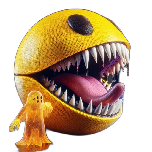 creature, mask, animal, 3d render, concept art, giant, menacing, yellow transparent PNG cut-out