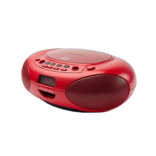 red, portable, player, digital, display, buttons, speaker, grille transparent PNG cut-out