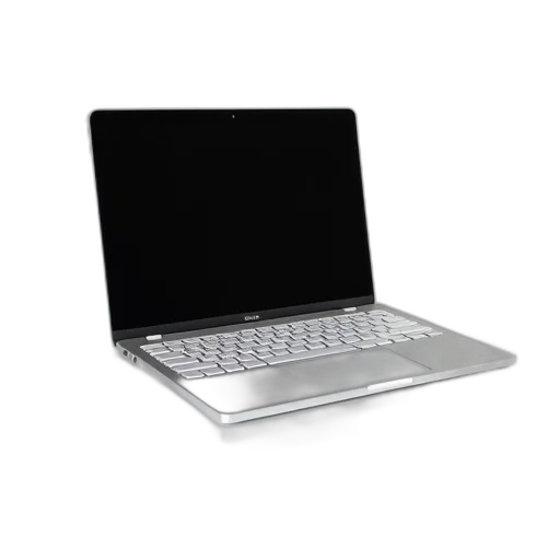 3d render, sleek, modern, silver, laptop, black, screen, white transparent PNG cut-out
