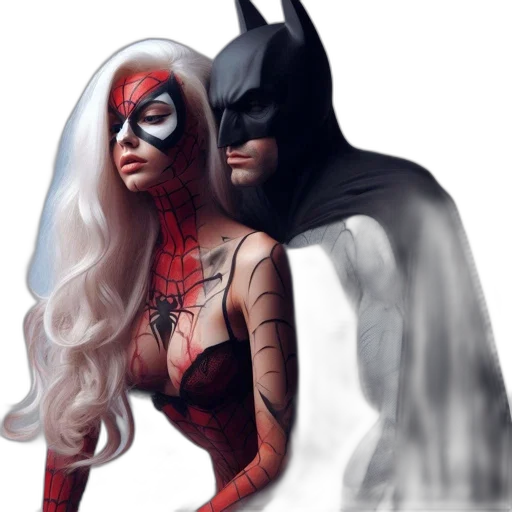mask, comic book art, concept art, fantasy art, photorealistic, red, two, individuals transparent PNG cut-out