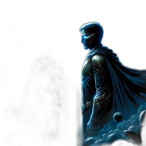 mask, comic book art, concept art, fantasy art, photorealistic, blue, dark, two transparent PNG cut-out