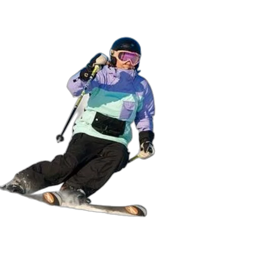 staff, jacket, two, skiers, action, snowy, slope, one transparent PNG cut-out