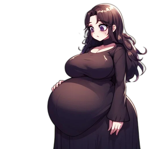 dress, concept art, pixel art, anime, cartoon, dark, monochrome, pregnant transparent PNG cut-out