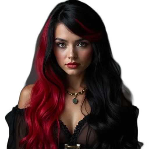 jewelry, hair, fantasy art, photorealistic, cartoon, comic book art, red, dark transparent PNG cut-out