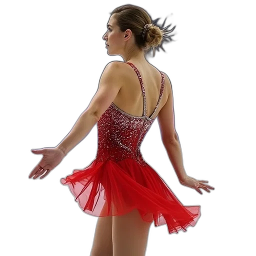 dress, staff, photorealistic, red, white, black, skating transparent PNG cut-out