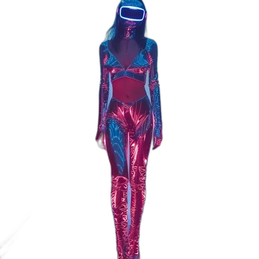 dress, robot, jacket, mask, cyberpunk, vaporwave, concept art, 3d render transparent PNG cut-out