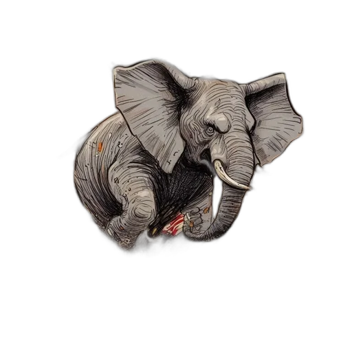 animal, jewelry, creature, photorealistic, concept art, watercolor, pencil sketch, elephant transparent PNG cut-out