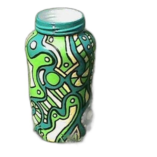 bottle, green, white, jar, abstract, designs, sits, grassy transparent PNG cut-out