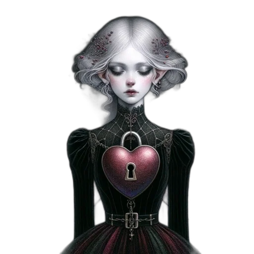 dress, jewelry, crown, robot, fantasy art, concept art, photorealistic, 3d render transparent PNG cut-out