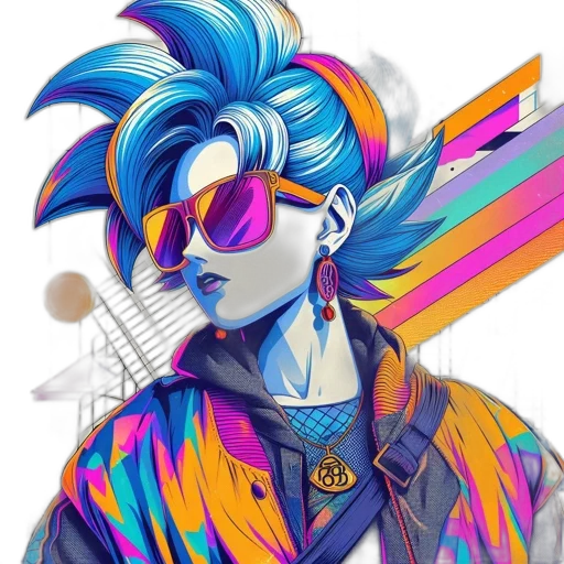 jacket, vaporwave, cyberpunk, concept art, pixel art, neon lights, neon, blue transparent PNG cut-out