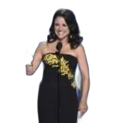 dress, woman, elegant, black, gold, embroidery, holds, award transparent PNG cut-out