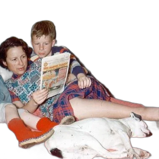 animal, woman, child, read, comic, book, while, dog transparent PNG cut-out
