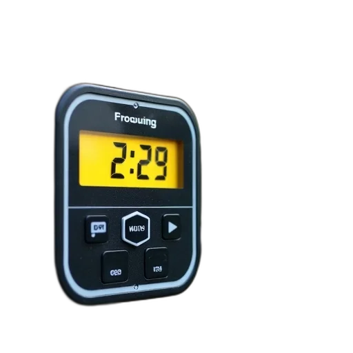 modern, digital, timer, black, yellow, display, mounted, wooden transparent PNG cut-out