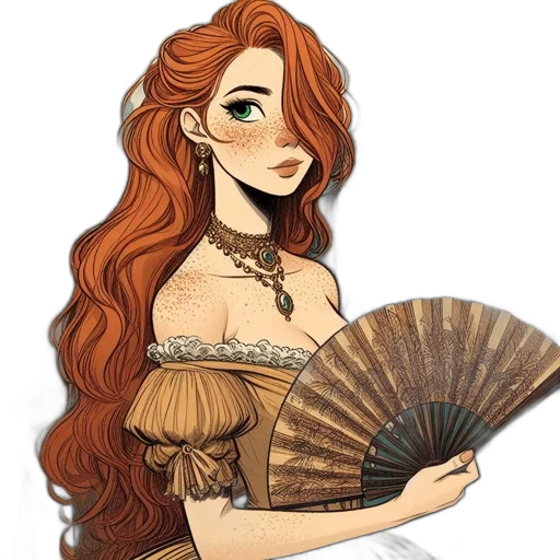 dress, jewelry, staff, fantasy art, concept art, pixel art, watercolor, golden transparent PNG cut-out