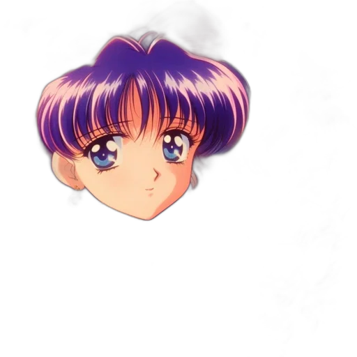 face, hair, mask, crown, anime, vaporwave, photorealistic, 3d render transparent PNG cut-out