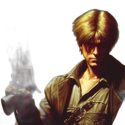 weapon, jacket, concept art, photorealistic, comic book art, cyberpunk, young, man transparent PNG cut-out