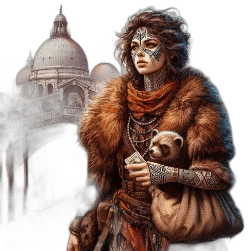 fantasy art, concept art, comic book art, photorealistic, snow, earth tones, iconic, european transparent PNG cut-out