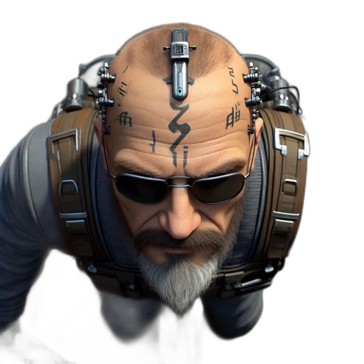 face, mask, robot, weapon, concept art, cyberpunk, 3d render, fantasy art transparent PNG cut-out