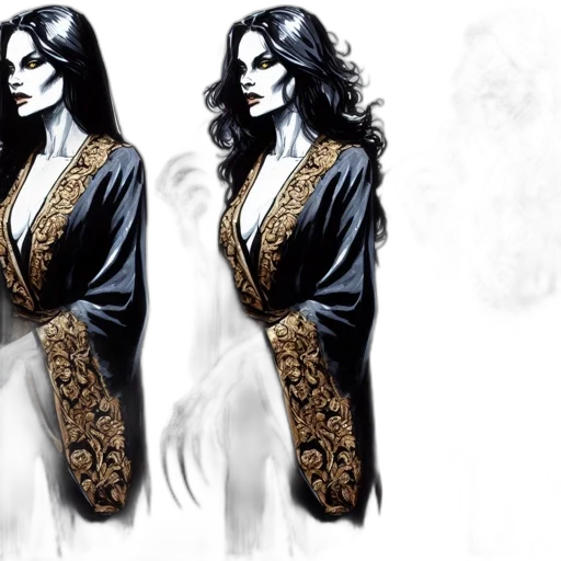 dress, jacket, concept art, photorealistic, fantasy art, comic book art, dark, golden transparent PNG cut-out