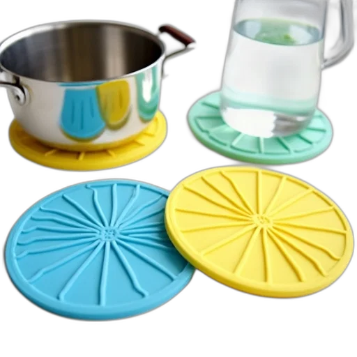 pastel, colorful, neon, blue, set, silicone, trivets, arranged transparent PNG cut-out
