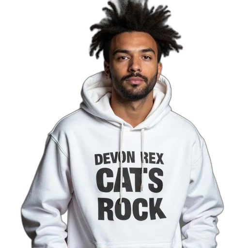 jacket, animal, man, wearing, white, hoodie, text, devon transparent PNG cut-out