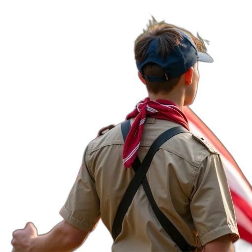 staff, jacket, person, dressed, scout, uniform, holding, american transparent PNG cut-out