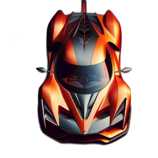 car, 3d render, photorealistic, concept art, orange, black, futuristic, seen transparent PNG cut-out